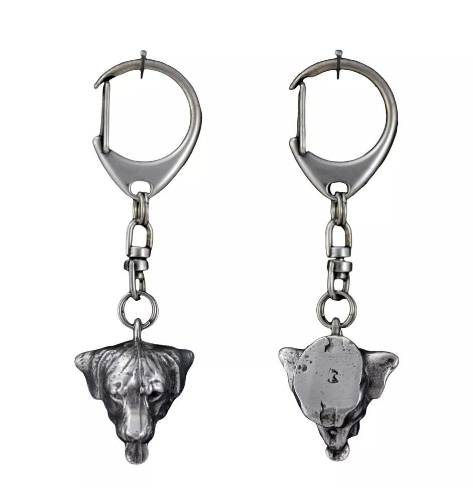 Rottweiler, Rott, Rottie - Silver-plated key ring with dog, handbag decoration, backpack pendant by Art-Dog brand