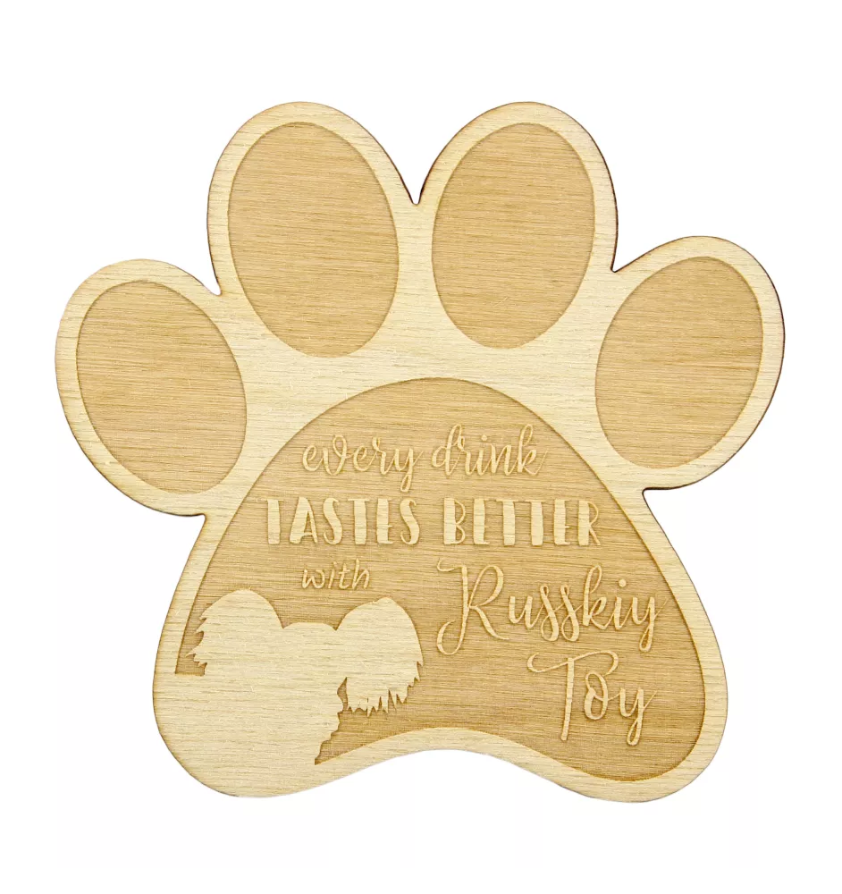 Russischer Toy, Russkiy Toy, Russischer Zwergspaniel - Tasse Untersetzer, graviert Untersetzer mit Hund, Geschenk für Hundeliebhaber von Art-Dog Marke
