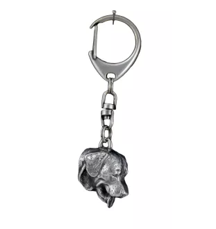 Rottweiler, Rott, Rottie - Silver-plated key ring with dog, handbag decoration, backpack pendant by Art-Dog brand