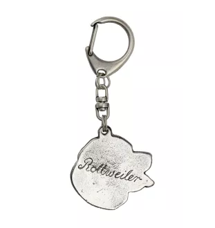 Rottweiler, Rott, Rottie III - Silver-plated key ring with dog, handbag decoration, backpack pendant by Art-Dog brand