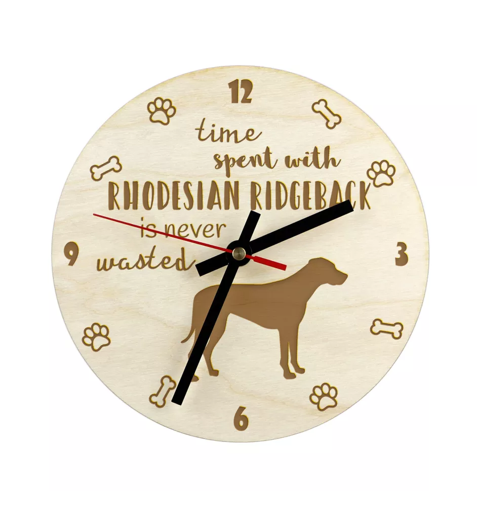 Chien de Rhodésie à crête dorsale, Rhodesian ridgeback - horloge avec chien, horloge en bois, horloge murale pour les amoureux des chiens, horloge de bureau et étagère, Art-Dog