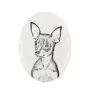 Petit chien russe, Toy Terrier Russe, Toychik, Toy-tchik - une plaque commémorative avec une photo de chien, une plaque funéraire avec une impression, une plaque ovale personnalisée de la marque Art-D