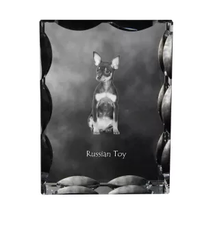 Petit chien russe, Toy Terrier Russe, Toychik, Toy-tchik - cristal avec photo de chien, statuette en verre avec photo, cadre exceptionnel avec photo de la marque Art-Dog