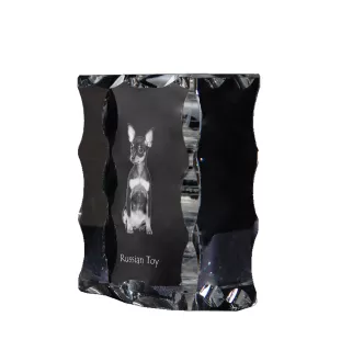 Russischer Toy, Russkiy Toy, Russischer Zwergspaniel - Kristall mit einem Hundebild, Glasstatuette mit einem Bild, einzigartiger Bilderrahmen der Marke Art-Dog