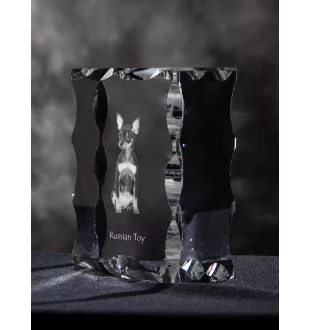 Petit chien russe, Toy Terrier Russe, Toychik, Toy-tchik - cristal avec photo de chien, statuette en verre avec photo, cadre exceptionnel avec photo de la marque Art-Dog