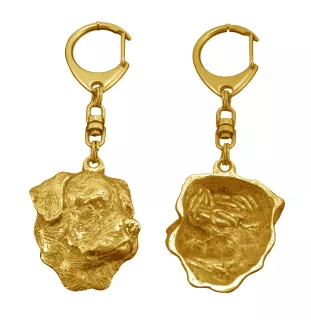 Rottweiler II - Vergoldeter Schlüsselanhänger mit Hund, Handtaschenschmuck, Luxus-Accessoire der Marke Art-Dog
