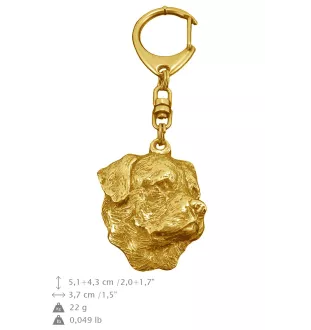 Rottweiler II - Vergoldeter Schlüsselanhänger mit Hund, Handtaschenschmuck, Luxus-Accessoire der Marke Art-Dog