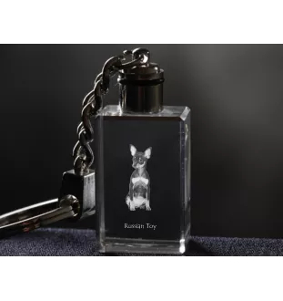 Petit chien russe, Toy Terrier Russe, Toychik, Toy-tchik - Porte-clés en cristal avec photo de chien, porte-clés lumineux, cadeau unique de la marque Art-Dog