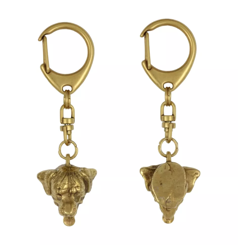 Rottweiler - Vergoldeter Schlüsselanhänger mit Hund, Handtaschenschmuck, Luxus-Accessoire der Marke Art-Dog