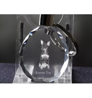 Russian Toy, Russkiy Toy, Russian Terrier, Moscow Toy Terrier - pendant with a photo of a dog, crystal key ring in a gift box, a unique gift by Art-Dog