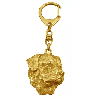 Rottweiler, Rott, Rottie II - Gilded key ring with dog in gift box, handbag decoration, luxury accessory by Art-Dog brand