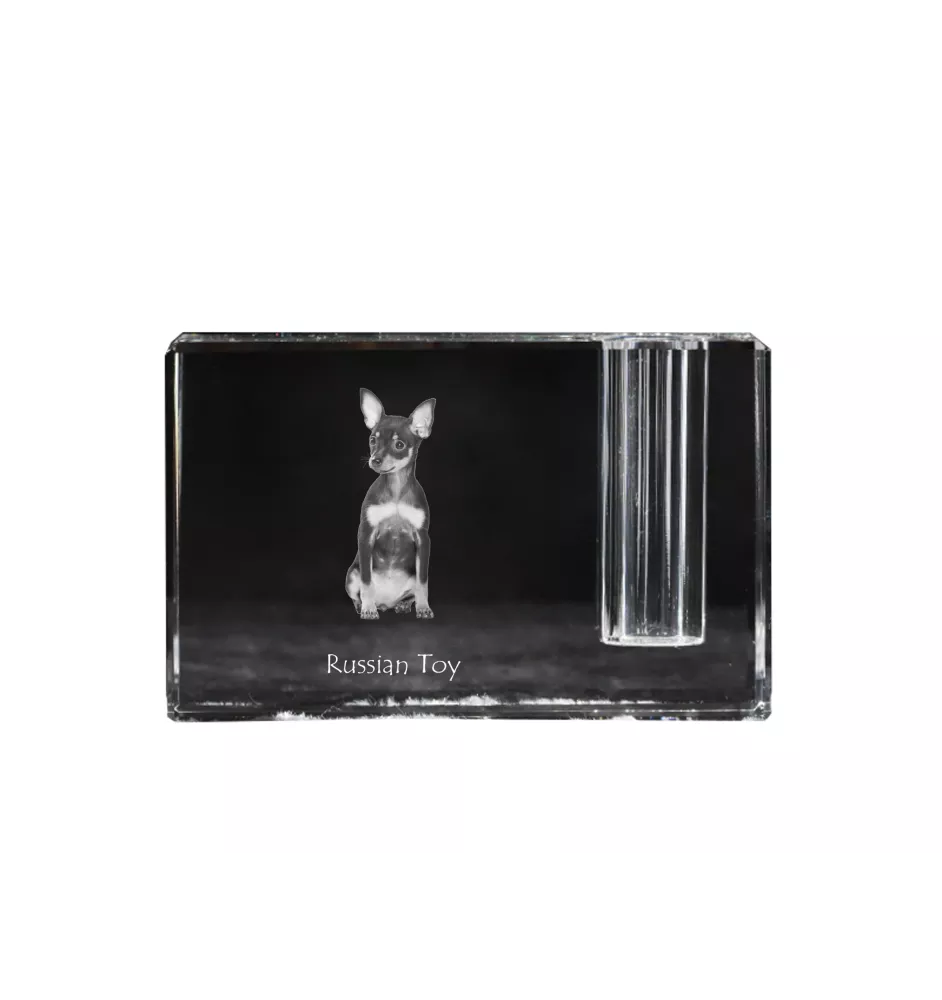 Petit chien russe, Toy Terrier Russe, Toychik, Toy-tchik - Porte-stylos, organiseur en cristal avec photo de chien, décoration de bureau unique par la marque Art-Dog