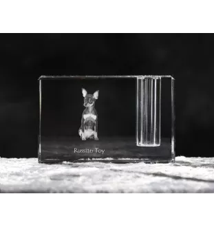 Petit chien russe, Toy Terrier Russe, Toychik, Toy-tchik - Porte-stylos, organiseur en cristal avec photo de chien, décoration de bureau unique par la marque Art-Dog