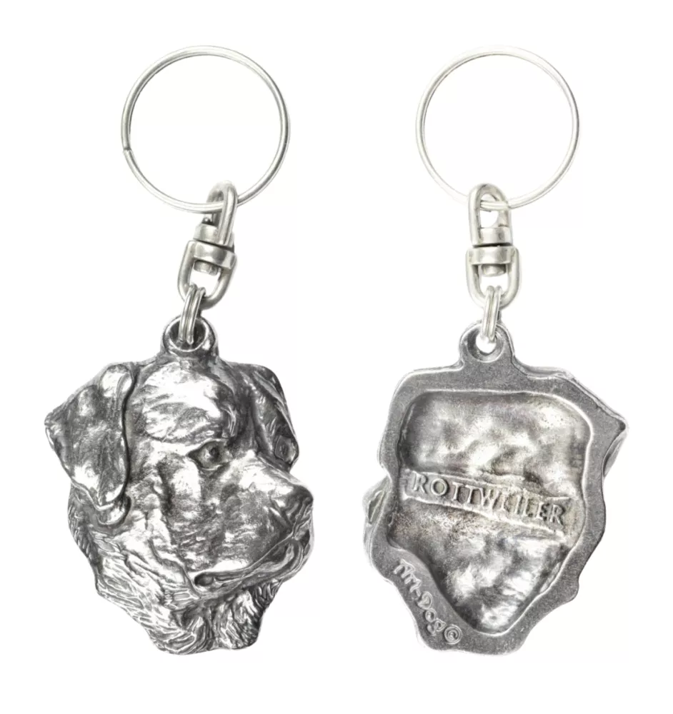 Rottweiler, Bouvier allemand I - Pendentif argenté avec un chien dans une boîte décorative, décoration de sac à main, pendentif de sac à dos par la marque Art-Dog