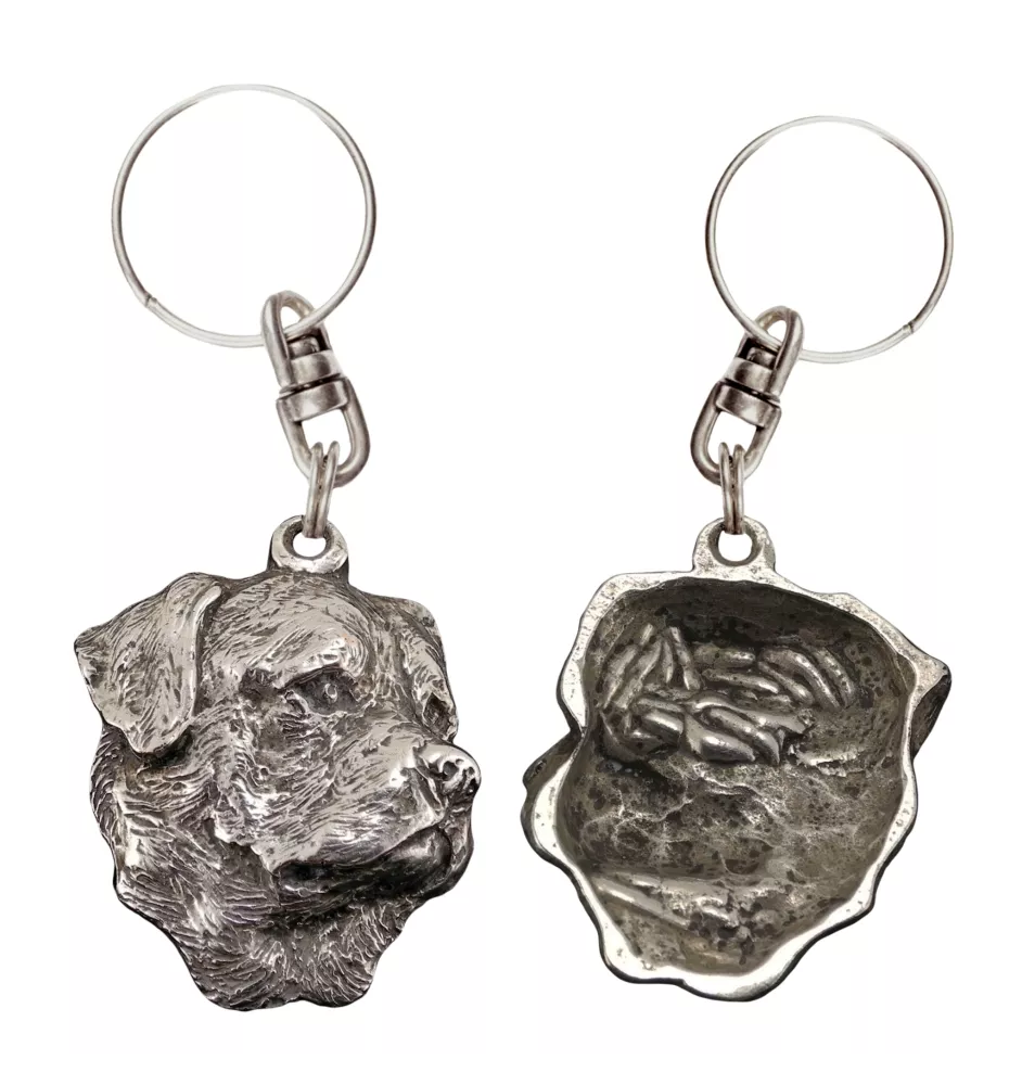 Rottweiler, Bouvier allemand II - Pendentif argenté avec un chien dans une boîte décorative, décoration de sac à main, pendentif de sac à dos par la marque Art-Dog