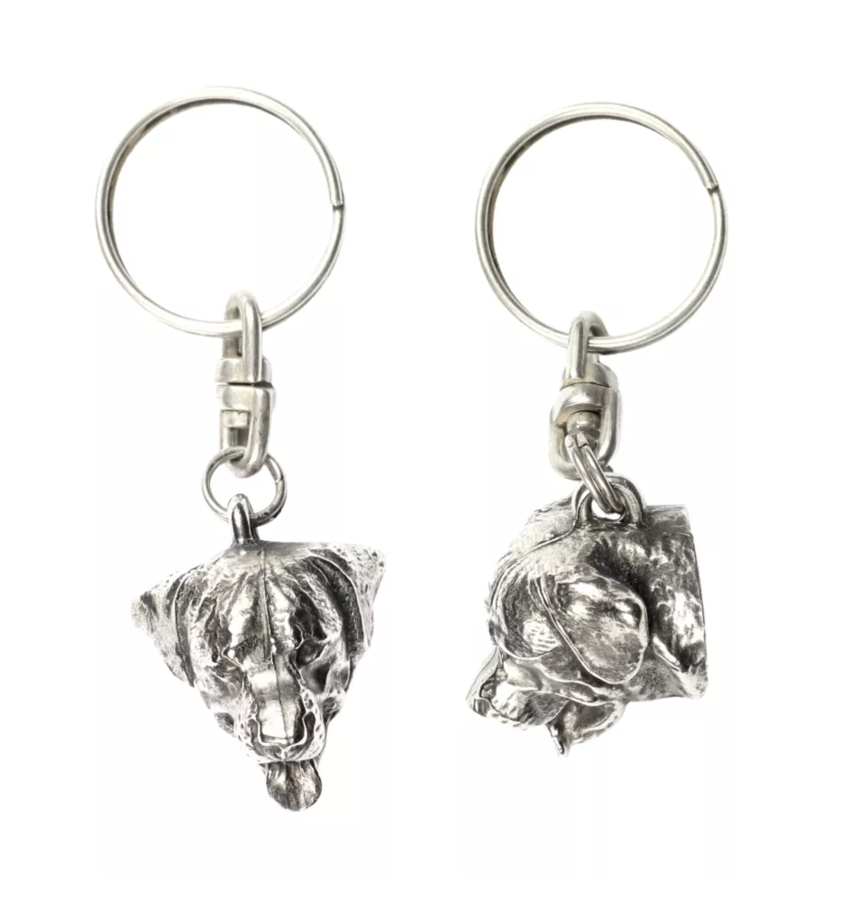 Rottweiler - Versilberter Anhänger mit einem Hund in einer dekorativen Box, Handtaschenschmuck, Rucksackanhänger der Marke Art-Dog