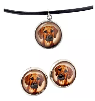 Rhodesian Ridgeback, African Lionhound, African Lion Dog - jewelry with your photo box, set of necklace and earrings, personalized products from the Art-Dog brand