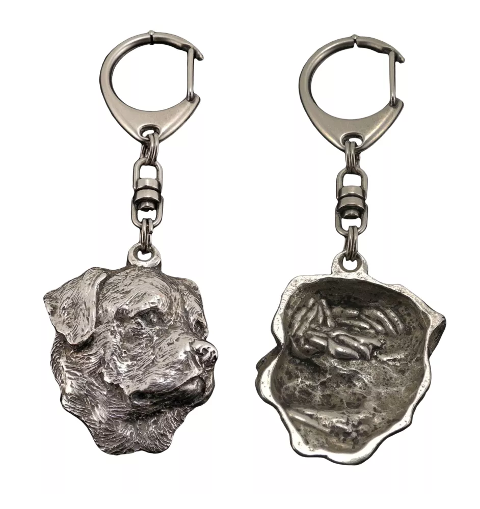 Rottweiler, Bouvier allemand II - Porte-clés argenté avec un chien dans une boîte cadeau, décoration de sac à main, pendentif de sac à dos par la marque Art-Dog