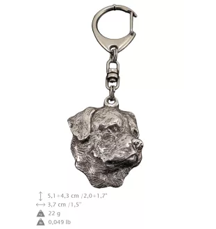 Rottweiler, Bouvier allemand II - Porte-clés argenté avec un chien dans une boîte cadeau, décoration de sac à main, pendentif de sac à dos par la marque Art-Dog