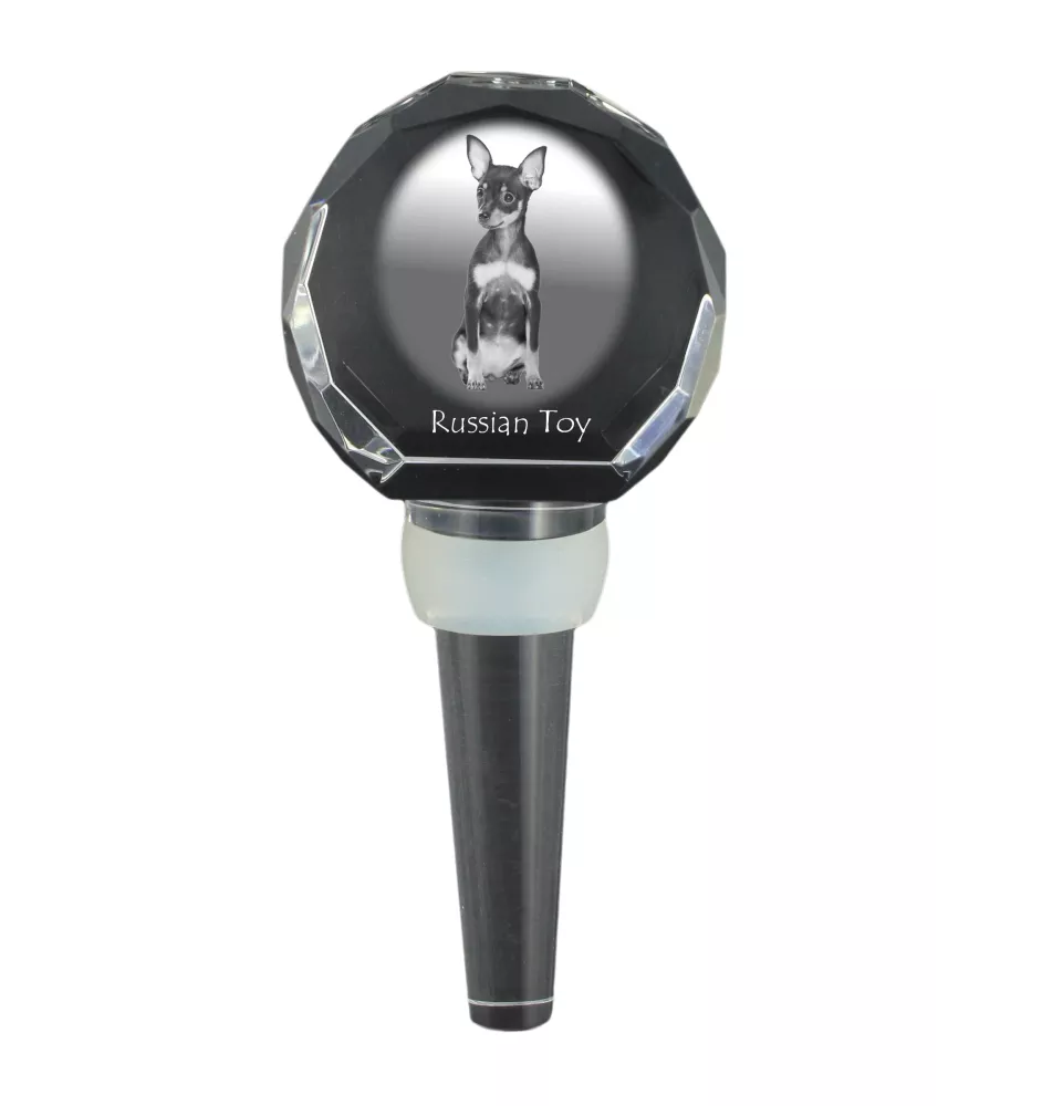 Russian Toy, Russkiy Toy, Russian Terrier, Moscow Toy Terrier - Crystal bottle stopper, unique wine stopper with photo, personalised gift for sommelier by Art-Dog brand
