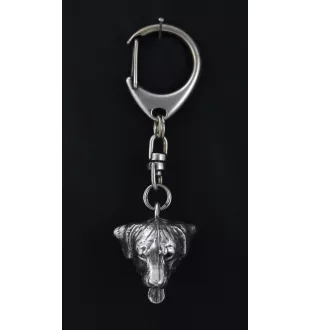 Rottweiler - Versilberter Schlüsselanhänger mit Hund in einer Geschenkbox, Handtaschenschmuck, Rucksackanhänger der Marke Art-Dog