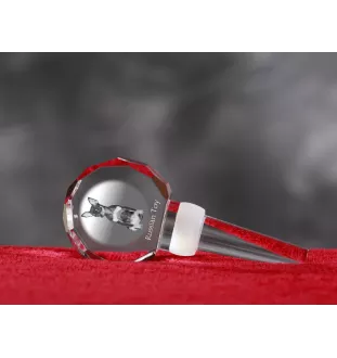 Russischer Toy, Russkiy Toy, Russischer Zwergspaniel - Kristallflaschenverschluss, einzigartiger Weinverschluss mit Foto, personalisiertes Geschenk für Sommelier der Marke Art-Dog