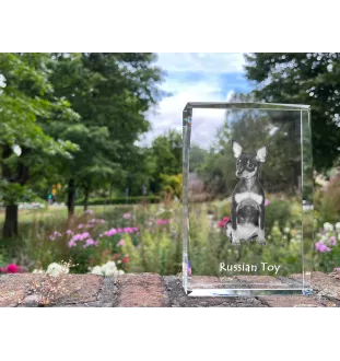 Petit chien russe, Toy Terrier Russe, Toychik, Toy-tchik - cristal avec une photo de chien, photo sous verre, exposition moderne de la marque de photos Art-Dog