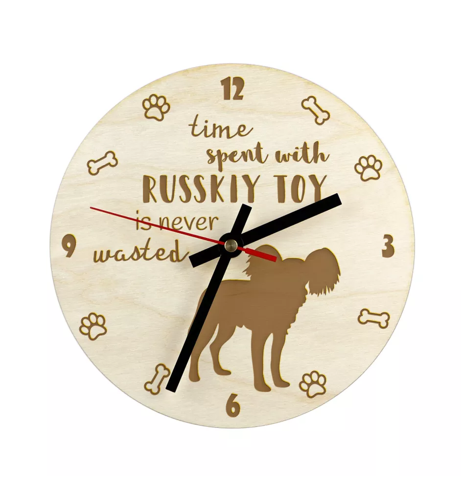 Petit chien russe, Toy Terrier Russe, Toychik, Toy-tchik - horloge avec chien, horloge en bois, horloge murale pour les amoureux des chiens, horloge de bureau et étagère, Art-Dog
