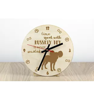 Russian Toy, Russkiy Toy, Russian Terrier, Moscow Toy Terrier - clock with a dog, wooden clock, wall clock for dog lovers, clock for desk and shelf, Art-Dog