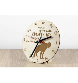 Petit chien russe, Toy Terrier Russe, Toychik, Toy-tchik - horloge avec chien, horloge en bois, horloge murale pour les amoureux des chiens, horloge de bureau et étagère, Art-Dog