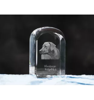 Chien de Rhodésie à crête dorsale, Rhodesian ridgeback - un cube de cristal avec une photo, une photo de chien dans le cristal, un presse-papiers cubique de la marque Art-Dog