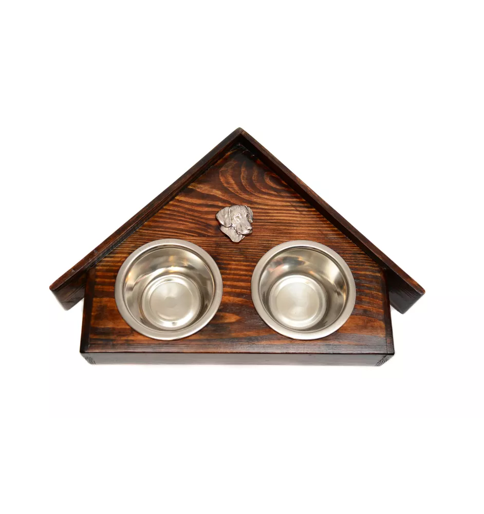 Rhodesian Ridgeback, African Lionhound, African Lion Dog - wooden stand with bowls for a dog, decorative dog bowls, a gift for adopting a dog from the Art-Dog brand