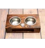 Rhodesian Ridgeback, African Lionhound, African Lion Dog - wooden stand with bowls for a dog, steel dog bowls, a gift for adopting a dog from the Art-Dog brand
