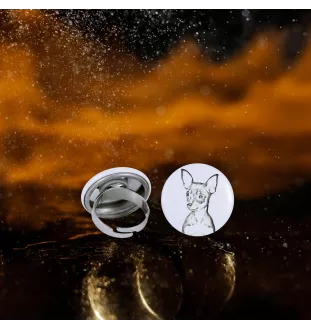 Russischer Toy, Russkiy Toy, Russischer Zwergspaniel - Damen Schmuck mit dem Bild eines Hundes, handgefertigtes Produkt, Möglichkeit, Ihr eigenes Foto hinzuzufügen, Marke Art-Dog