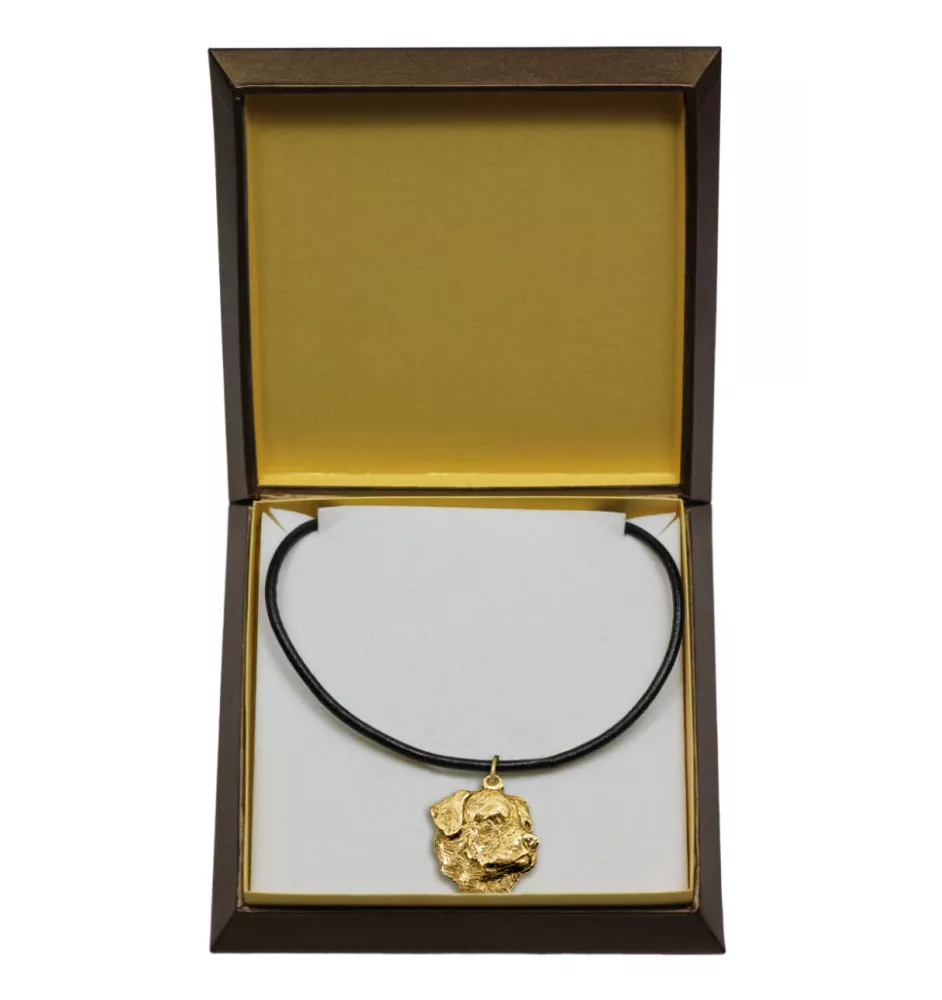 Rottweiler, Bouvier allemand II - Collier de chien dans une boîte cadeau, pendentif plaqué or pour les fans de chiens, bijoux remarquables par Art-Dog