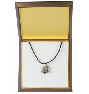 Rottweiler - Hundehalsband in Geschenkbox, versilbertes Medaillon für Hundefans, markanter Anhänger der Marke Art-Dog