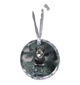 Rottweiler, Bouvier allemand - boule de Noël en cristal avec une photo, photo de chien dans le cristal, décoration personnalisée pour sapin de Noël de la marque Art-Dog