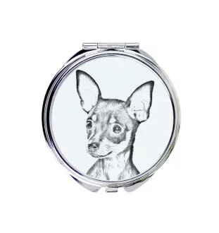 Russian Toy, Russkiy Toy, Russian Terrier, Moscow Toy Terrier - Pocket mirror with a dog, personalized mirror for a purse, compact mirror with Art-Dog brand print.