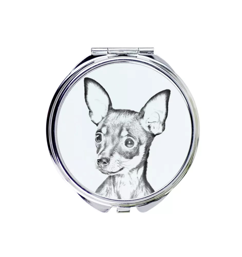 Russian Toy, Russkiy Toy, Russian Terrier, Moscow Toy Terrier - Pocket mirror with a dog, personalized mirror for a purse, compact mirror with Art-Dog brand print.