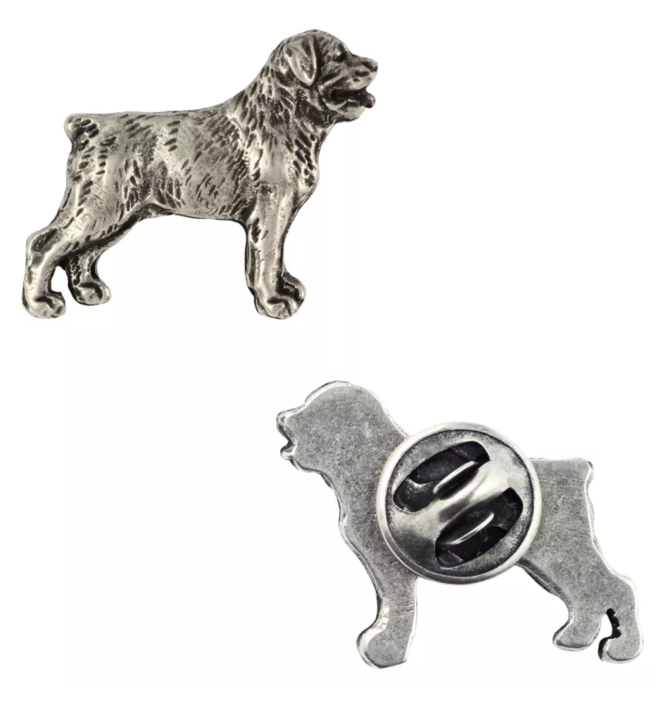 Rottweiler, Rott, Rottie  - Silver-plated dog brooch, elegant pin, jacket lapel decoration by Art-Dog brand