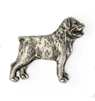 Rottweiler, Rott, Rottie  - Silver-plated dog brooch, elegant pin, jacket lapel decoration by Art-Dog brand