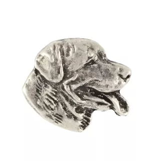 Rottweiler, Rott, Rottie II  - Silver-plated dog brooch, elegant pin, jacket lapel decoration by Art-Dog brand