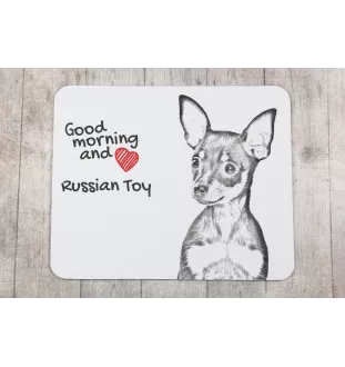 Russischer Toy, Russkiy Toy, Russischer Zwergspaniel - Mauspad mit Druck, personalisiertes Mauspad mit Hund, einzigartiges Gadget für Büroangestellte von Art-Dog.