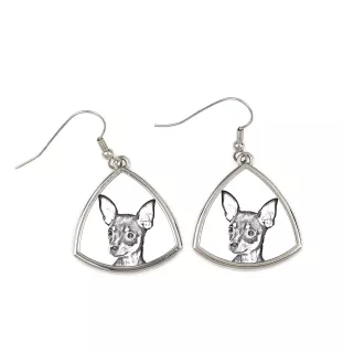 Russian Toy, Russkiy Toy, Russian Terrier, Moscow Toy Terrier - dog earrings, hanging earrings with a picture, personalized jewelry with Art-Dog brand print