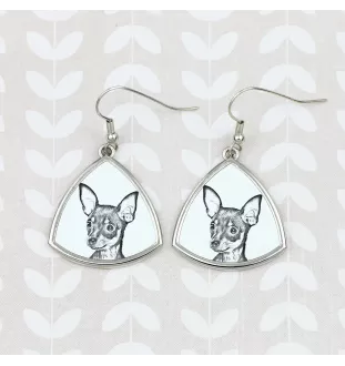 Russian Toy, Russkiy Toy, Russian Terrier, Moscow Toy Terrier - dog earrings, hanging earrings with a picture, personalized jewelry with Art-Dog brand print