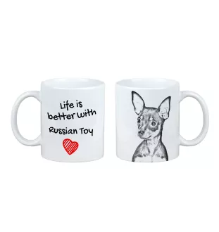 Russischer Toy, Russkiy Toy, Russischer Zwergspaniel - Tasse mit Hund, Tasse mit Bild, personalisiertes Geschenk der Marke Art-Dog