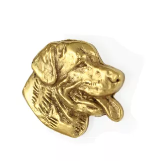 Rottweiler, Bouvier allemand II - Broche de chien dans une boîte décorative, épingle élégante en plaqué or, épingle de veste de la marque Art-Dog