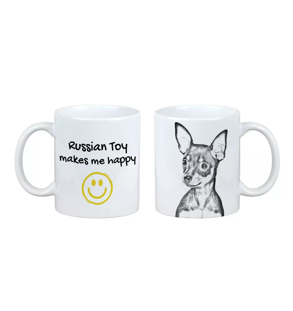 Russischer Toy, Russkiy Toy, Russischer Zwergspaniel - Tasse mit Hund, fröhliche Tasse für Hundeliebhaber, personalisiertes Geschenk der Marke Art-Dog