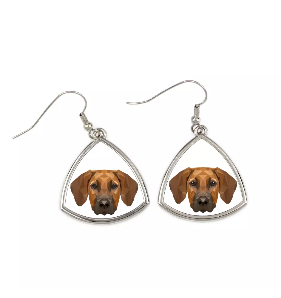 Rhodesian Ridgeback, African Lionhound, African Lion Dog - earrings with a picture and the inscription geometric dog Art-Dog