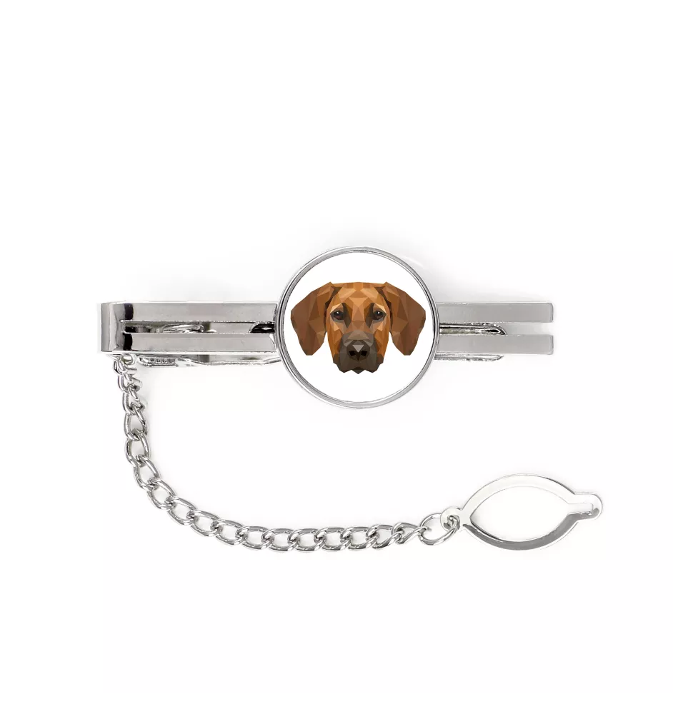 Chien de Rhodésie à crête dorsale, Rhodesian ridgeback - épingle de cravate géométrique avec photo et inscription Art-Dog